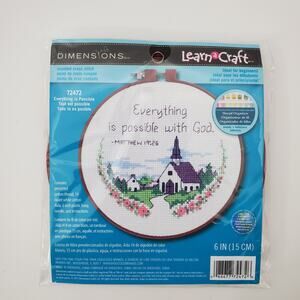 Everything Possible With God BEGINNER Learn A Craft 6" Cross Stitch Kit  #72472